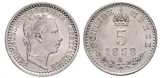 5 KREUZER 1858 A FRANTIŠEK JOSEF I. (1848 - 1916) 5 KREUZER 1858 A FRANTIŠEK JOSEF I. (1848 - 1916)