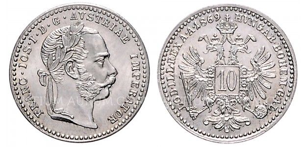 10 KREUZER 1869 FRANTIŠEK JOSEF I. (1848 - 1916)