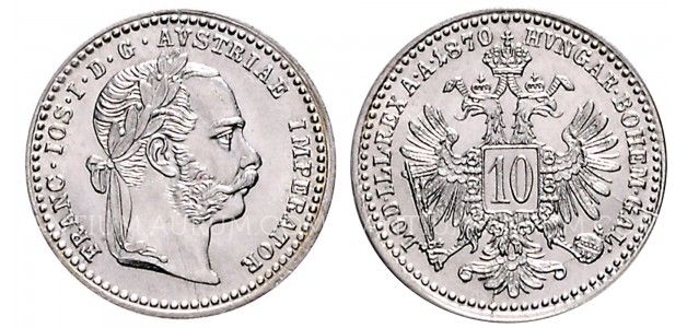 10 KREUZER 1870 FRANTIŠEK JOSEF I. (1848 - 1916) 10 KREUZER 1870 FRANTIŠEK JOSEF I. (1848 - 1916)