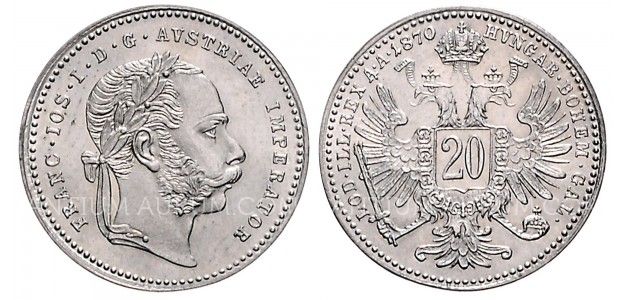 20 KREUZER 1870 FRANTIŠEK JOSEF I. (1848 - 1916) 20 KREUZER 1870 FRANTIŠEK JOSEF I. (1848 - 1916)