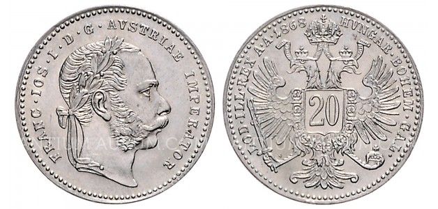 20 KREUZER 1868 FRANTIŠEK JOSEF I. 20 KREUZER 1868 FRANTIŠEK JOSEF I.