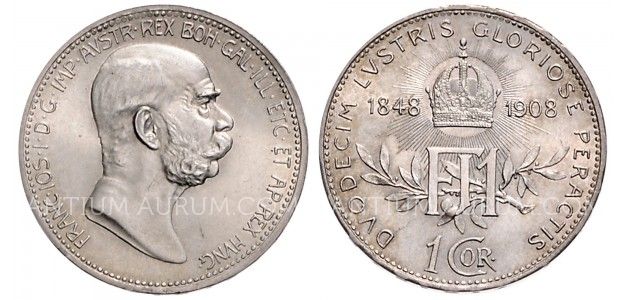 1 KORUNA 1908 JUBILEJNÍ FRANTIŠEK JOSEF I. 