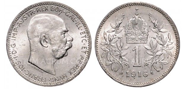 1 KORUNA 1916 FRANTIŠEK JOSEF I. (1848 - 1916)